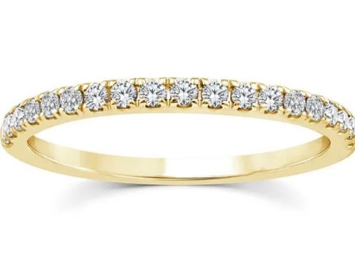 9K YELLOW GOLD 0.25ct F VS LAB DIAMOND CLAW SET BAND