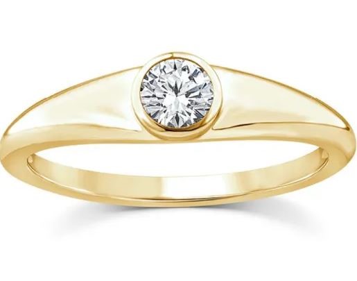 9K YELLOW GOLD 0.25ct F VS LAB DIAMOND ROUND RING