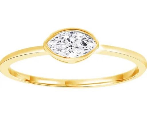 9K YELLOW GOLD 0.25ct F VS MARQUISE LAB DIAMOND RING