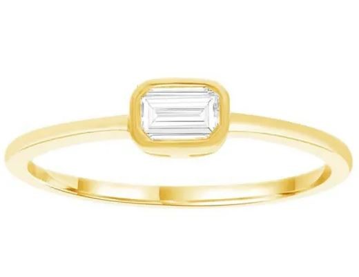 9K YELLOW GOLD 0.25ct F VS EMERALD LAB DIAMOND RING
