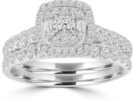9K WHITE GOLD 1.00CT HI I1 DIAMOND BRIDAL SET