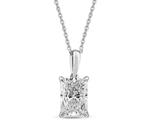 9K WHITE GOLD 1.00ct F VS LAB DIAMOND RADIANT NECKLACE 40-45cm