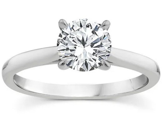 9K WHITE GOLD 1.00ct F VS LAB DIAMOND RND 4 CLAW RING