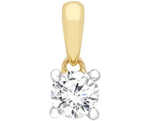 9k Yellow Gold 0.10ct Hi I1 Diamond Claw Pendant