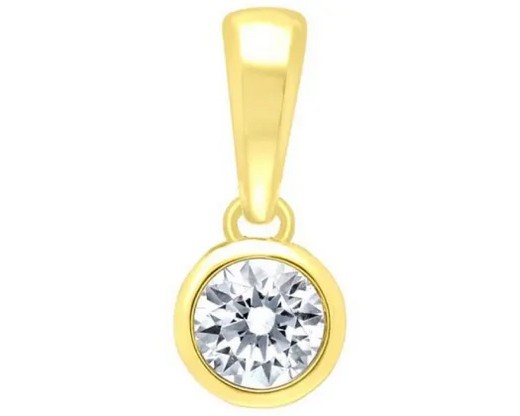 9K Yellow Gold 0.10ct HI I1 DIAMOND BEZEL PENDANT