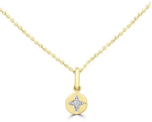 9K YELLOW GOLD 0.02ct HI SI DIAMOND DISC NECKLACE 40-45cm
