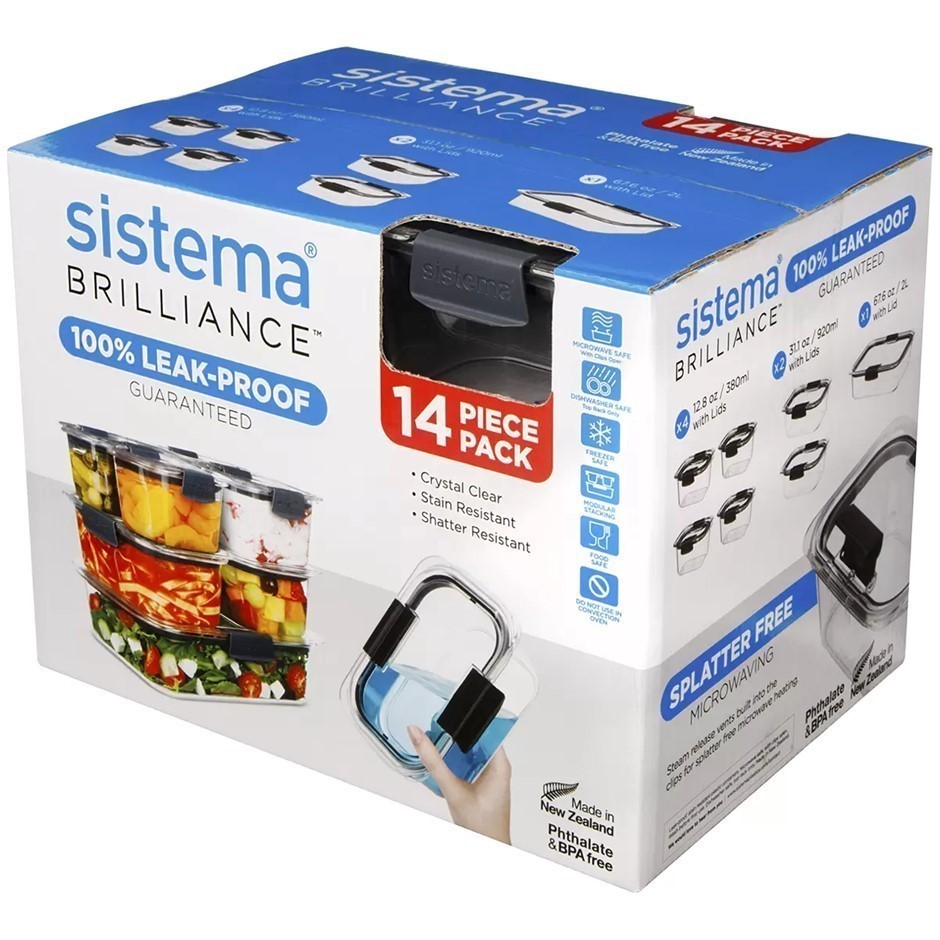 SISTEMA Brilliance Leak-Proof Food Storage 14 Piece Set.