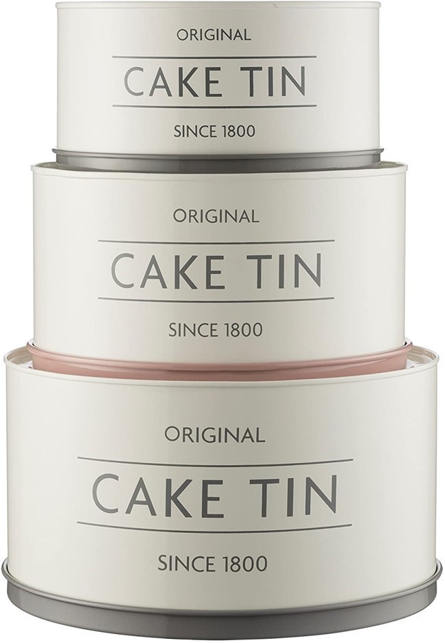 MASON CASH Set of 3 Cake Tins, Sizes: Large 25cm x 14cm, Medium 22cm x 12cm