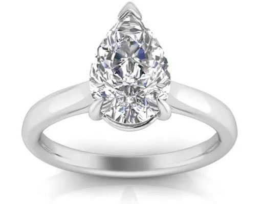 9K WHITE GOLD 2.00ct F VS LAB DIAMOND PEAR 3 CLAW RING