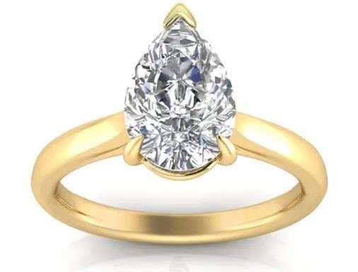 9K YELLOW GOLD 2.00ct F VS LAB DIAMOND PEAR 3 CLAW RING