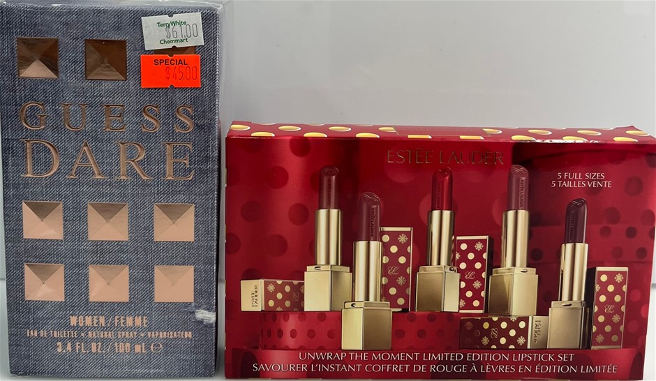 1 x ESTEE LAUDER 'Unwrap The Moment Lipstick Set' 5 Full size lipsticks