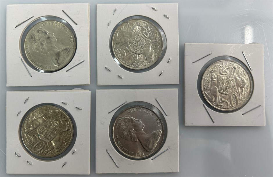 5 x 1966 Australian 50 Cent Coin