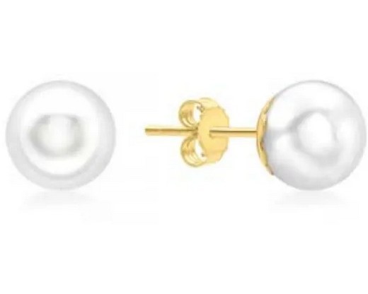 9K Yellow Gold F/W PEARL 8mm STUD EARRINGS