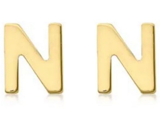 9K Yellow Gold MINI INITIAL 'N' STUD EARRINGS