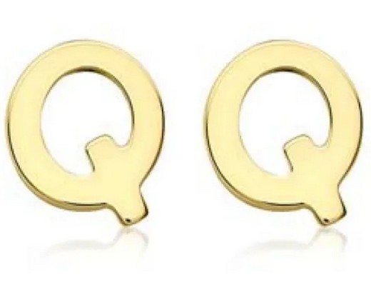9K Yellow Gold MINI INITIAL 'Q' STUD EARRINGS
