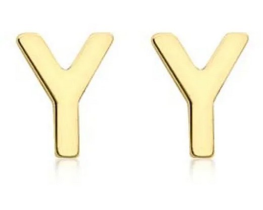 9K Yellow Gold MINI INITIAL 'Y' STUD EARRINGS