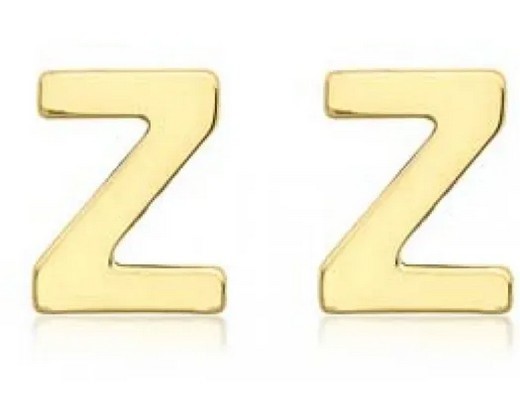 9K Yellow Gold MINI INITIAL 'Z' STUD EARRINGS