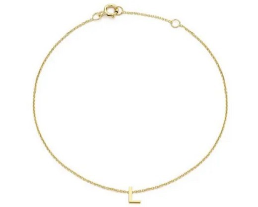 9K Yellow Gold MINI INITIAL 'L' Bracelet 15.5-19cm
