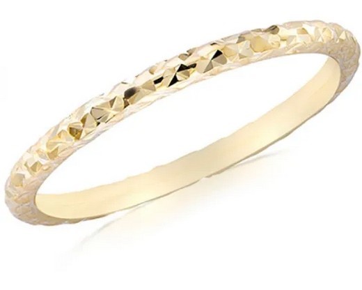 9K Yellow Gold SOLID DIAMOND CUT STACKER RING