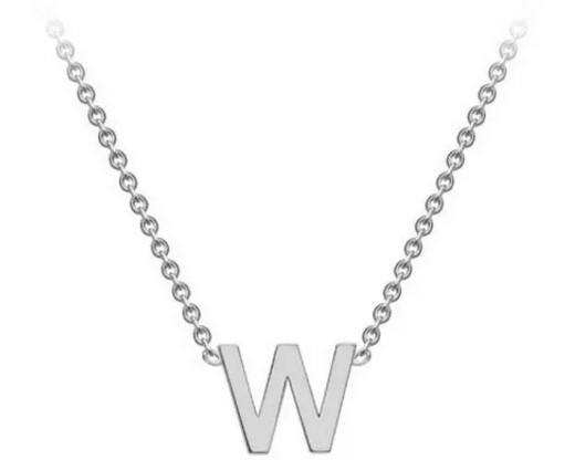 #1 9K WHITE GOLD INITIAL 'W' NECKLACE 38+5cm