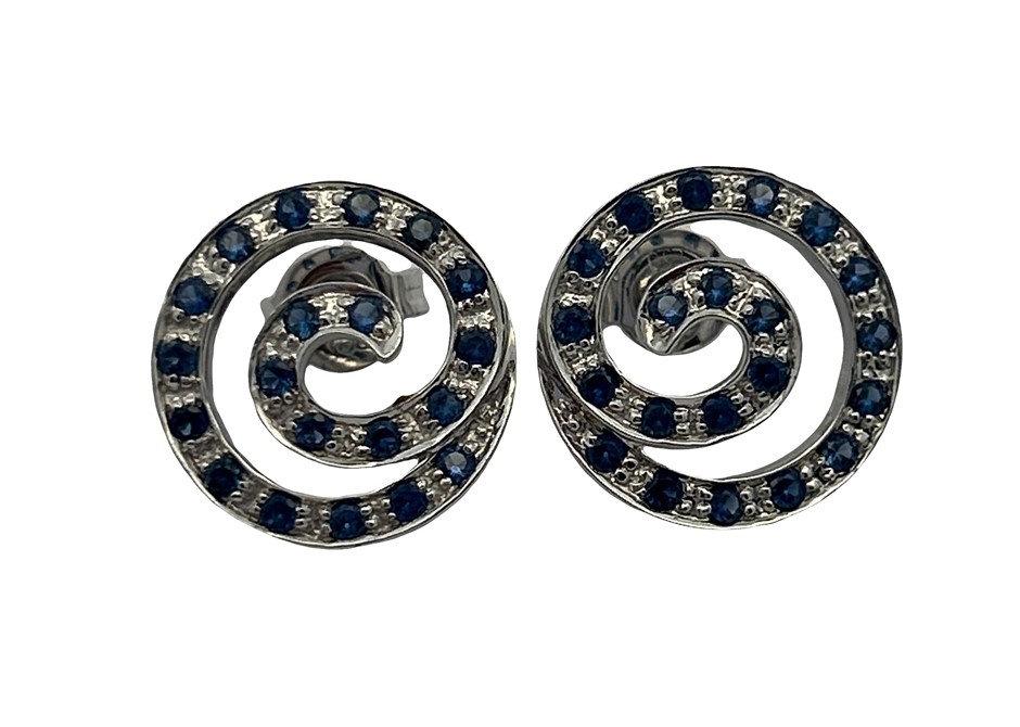 18ct White Gold 0.59ct Royal Blue Burmese Sapphire Stud Earrings