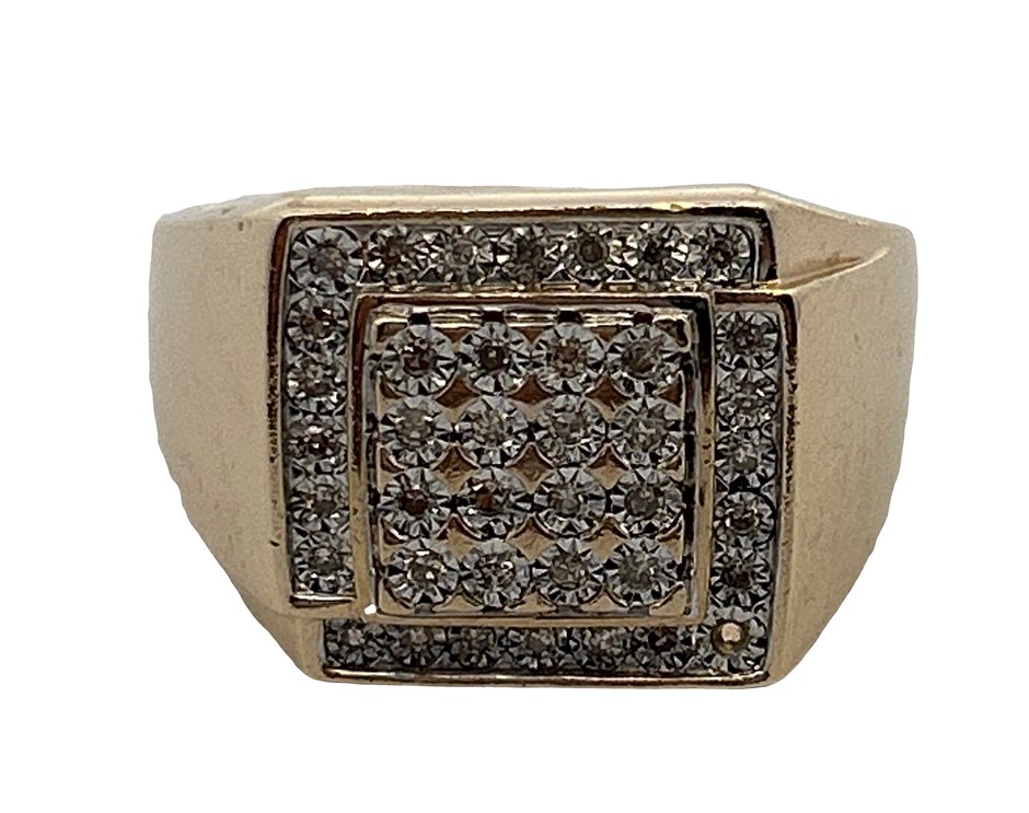 9ct Yellow Gold 0.20ct Diamond Men's Ring