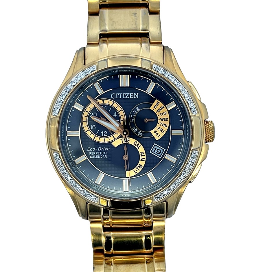 CITIZEN Eco-drive Perpetual Calendar Diamond Chronograph Watch