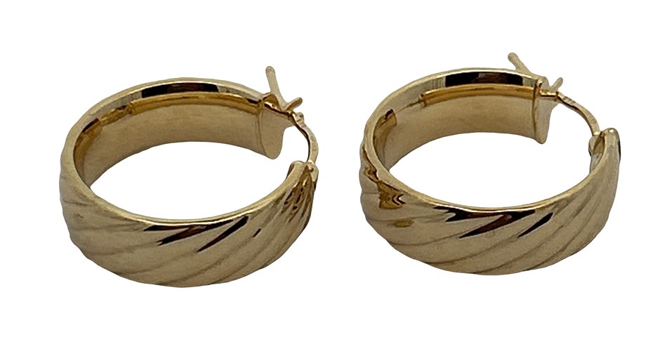 9ct Yellow Gold Hoop Earrings with Latch Closure