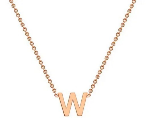 #1A 9K ROSE GOLD INITIAL 'W' NECKLACE 38+5cm