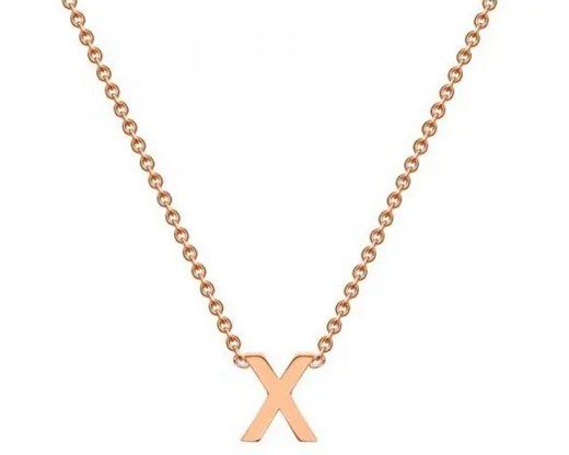 #1A 9K ROSE GOLD INITIAL 'X' NECKLACE 38+5cm