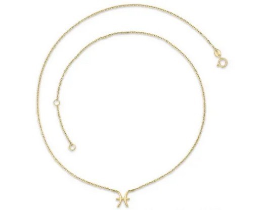 9K YELLOW GOLD PISCES ZODIAC NECKLACE 40-45cm