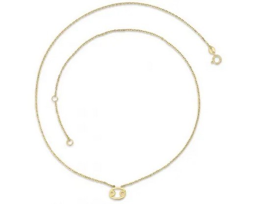9K YELLOW GOLD CANCER ZODIAC NECKLACE 40-45cm