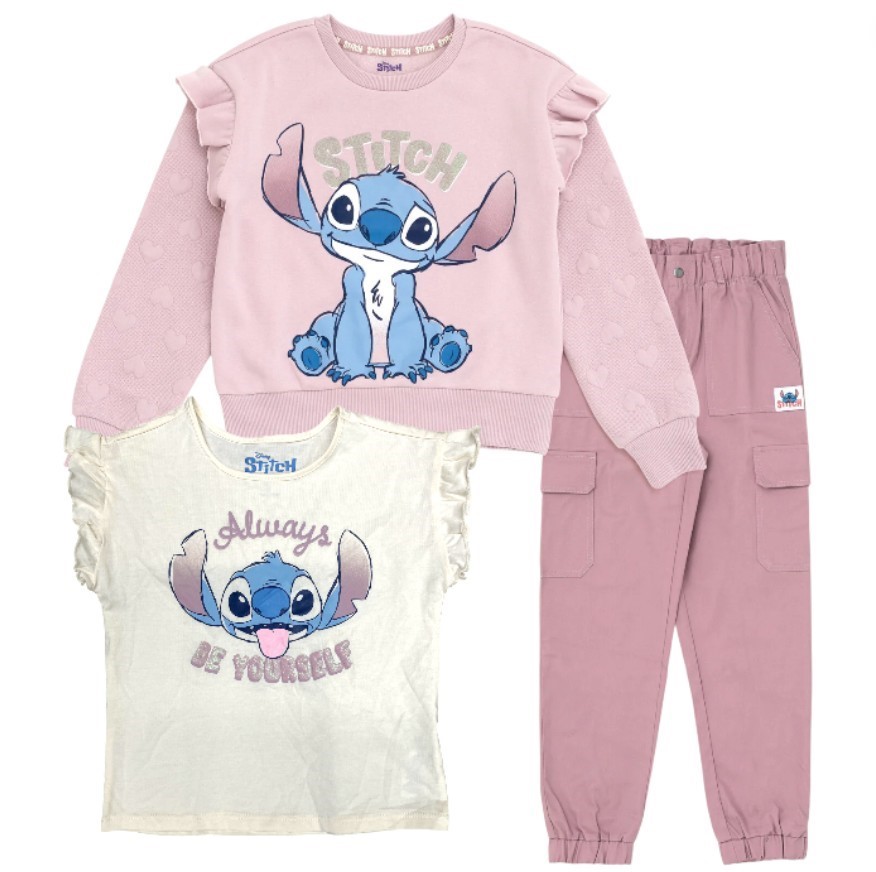 DISNEY 3pc Character Set, Size 5, Stitch, Incl: Tee, Pant & Sweatshirt.