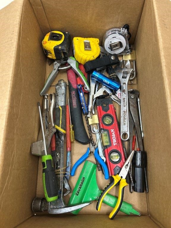 Assorted hand tools to box