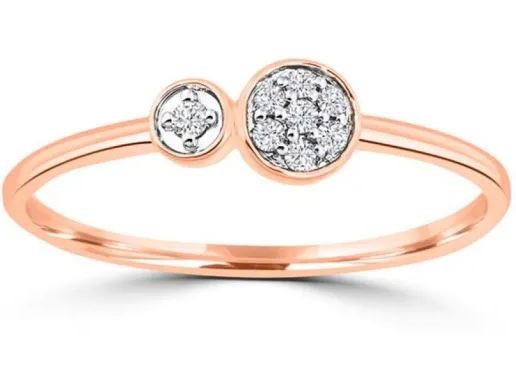 9K ROSE GOLD 0.07ct HI SI DIAMOND FINE RND RING
