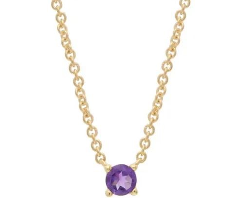 9K YELLOW GOLD PURPLE AMETHYST CLAW NECKLACE 40-45cm