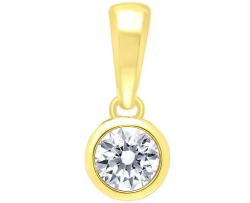 9K Yellow Gold 0.10ct HI I1 DIAMOND BEZEL PENDANT