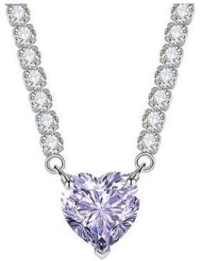 3.0ct GRA Moissanite Purple Heart Brilliant Cut Tennis Necklace(s925/Italy)