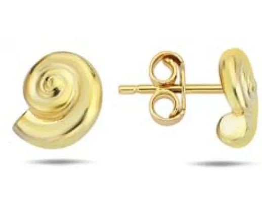 9K Yellow Gold SHELL STUD EARRINGS