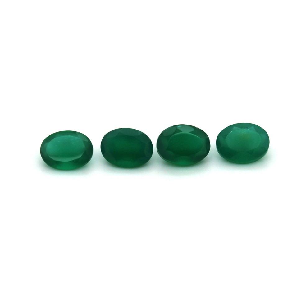 4 Pcs Oval Lovely Green Onyx Gesmtone
