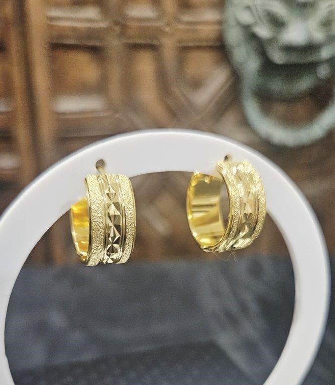 18K/Italy Solid Gold Filled Earring -(stamped 18K/Italy)-Warranty Quality