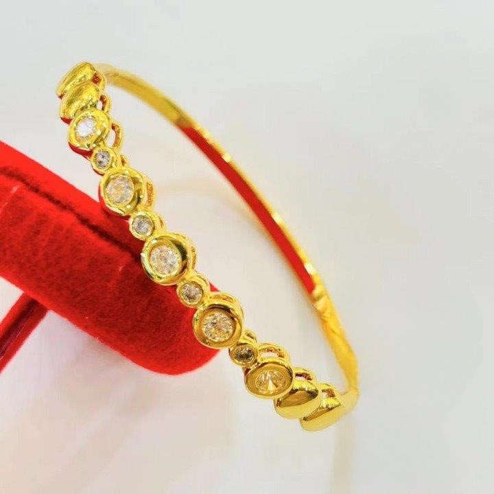 18K/Italy Stamped Yellow Gold Filled Bangle -60MM