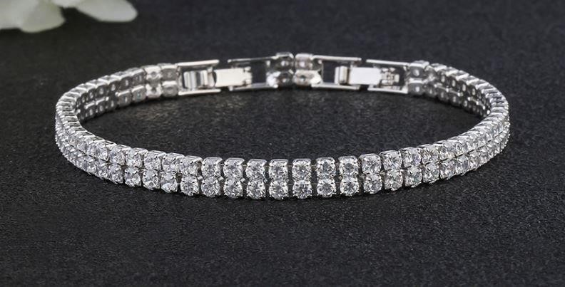 18k White Gold Filled Tennis Bracelet Stamped(18K)-18cm-Quality Guarantee