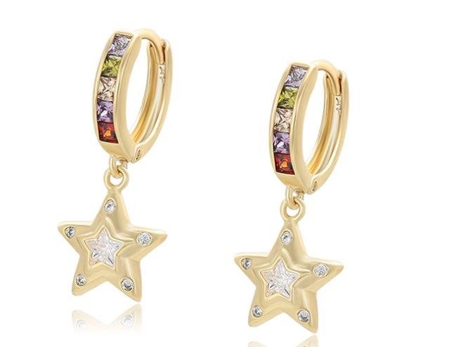 18K Solid Yellow Gold Filled Earring -(stamped 18K)-Warranty Quality