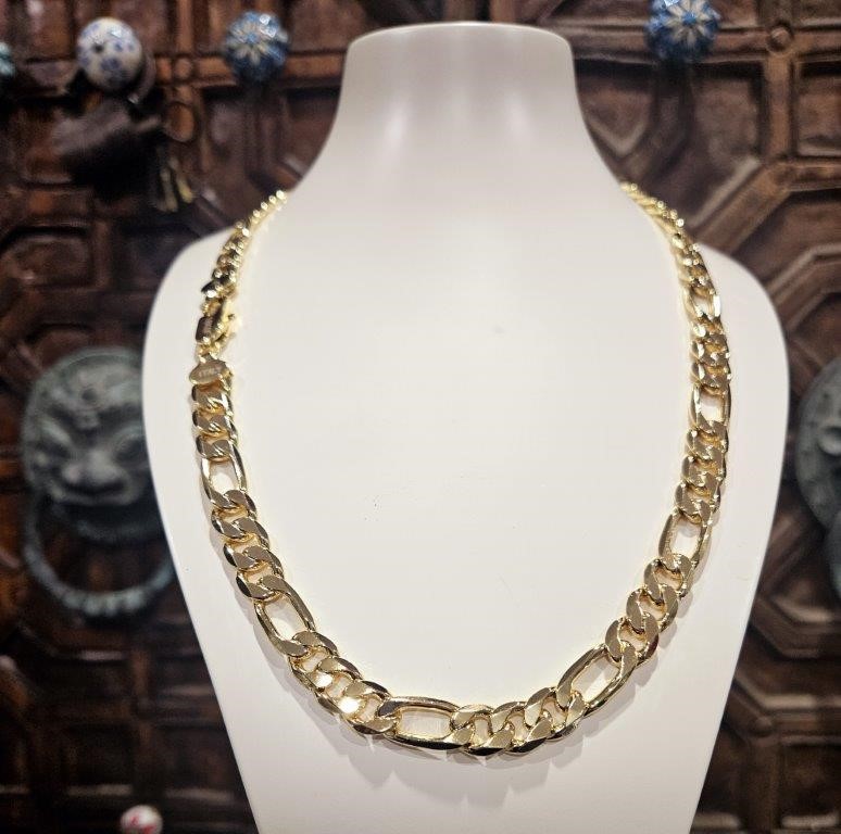 18KGF/Italy Stamped Yellow Gold Filled Figaro Chain -55cm