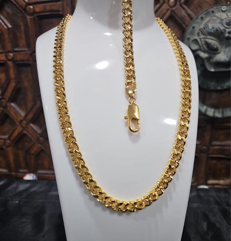 Set 22KGF/Italy Stamped Yellow Gold Filled Chain & Bracelet-50CM-5MM
