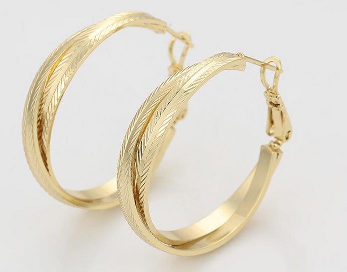 18K Solid Yellow Gold Filled Earring -(stamped 18K)-Warranty Quality