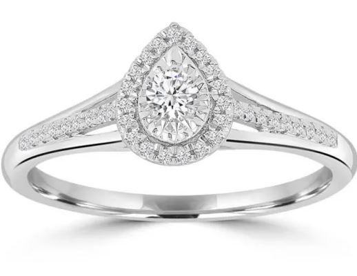 9K WHITE GOLD 0.20CT HI I1 DIAMOND RING