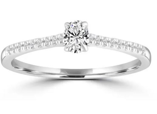 9K Yellow GLD 0.10CT HI I1 DIAMOND EMERALD RNG