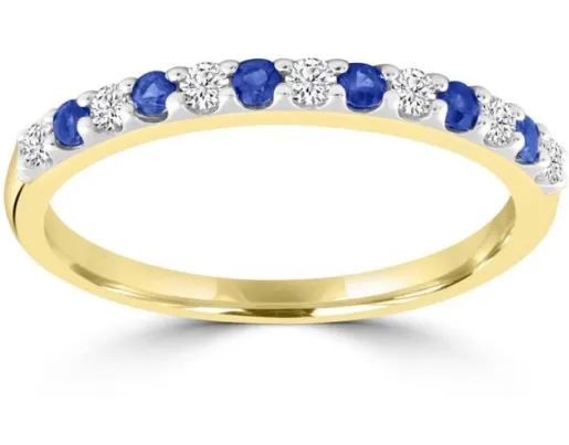 9K Yellow GLD 0.15CT HI I1 DIAMOND SAPPHIRE RNG